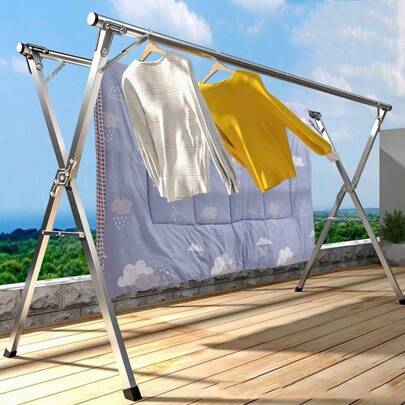 Heavy-Duty X-Shaped Foldable Bleaching Rack - Large Capacity Space-Saving Indoor And Outdoor Laundry Rack, Suitable Clothing, Bedside Items, Durable And Convenient Portable Design, Indoor Bleaching Solution Solution, Solid Metal Fabric, New Bleaching Rack