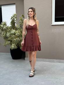 AYLA SOPHISTICATED SHORT DRESS - Rỉ Nâu - Xem 1