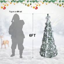 Pop-Up Artificial Christmas Tree, Includes Two Sizes (6ft/7ft), Equipped With UL Light String, Pine Cones And Christmas Balls, Easy To Install Folding Design Plastic Base,, Suitable For Office, Home,Christmas Party Decoration