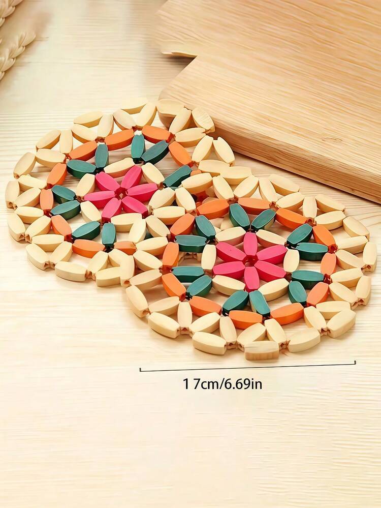 3/6/9pcs Heat Resistant Bamboo Coasters, Random Color, Heatproof Placemats For Home, Kitchen, Dining Table, Tableware, Kitchen Accessories - Multicolor - View 2