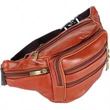 Leather Fanny Pack For Men Women Belt Bag With Adjustable Waist Belt, Lightweight Fanny Pack Comes With Multiple Zippered Pockets Easy Carry Any Phone, Wallet (Reddish Brown) - 紅棕色 - 查看 1