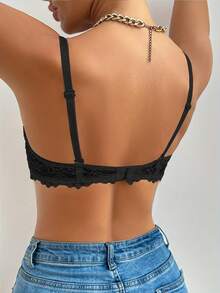 Peach Girl 女士性感蕾丝钢圈文胸，女士舒适涤纶钢圈文胸 - 黑色 - 查看 3