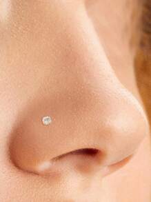 1pc 24G 925 Sterling Silver Nose Rings Studs Cubic Zirconia Nostrial Piercing Body Jewelry 2.5mm CZ Piercing Nose For Women