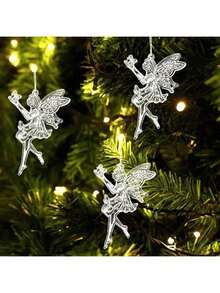 5 pezzi Pendente in cristallo acrilico, pendente decorativo appeso 2D, per decorazione matrimonio, balcone e giardino, catturatori di luce scintillanti, ornamenti angeli di Natale in acrilico, pendente ali di angelo, decorazione appesa a forma di angelo, adatto per albero di Natale, Capodanno, compleanno, matrimonio, Natale, decorazione atmosfera natalizia, decorazione natalizia (senza corda)