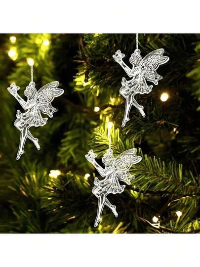 5 pezzi Pendente in cristallo acrilico, pendente decorativo appeso 2D, per decorazione matrimonio, balcone e giardino, catturatori di luce scintillanti, ornamenti angeli di Natale in acrilico, pendente ali di angelo, decorazione appesa a forma di angelo, adatto per albero di Natale, Capodanno, compleanno, matrimonio, Natale, decorazione atmosfera natalizia, decorazione natalizia (senza corda)