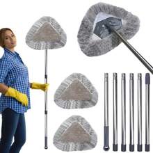 Upgraded Wall Cleaner Mop With 100 Inches Extension Pole Ploe 2in1 Ceiling Cleaning Tool Duster With 2 Replacement Microfiber Chenille Pads For Painted Walls Baseboard Window Floor Gray - Gray - View 2