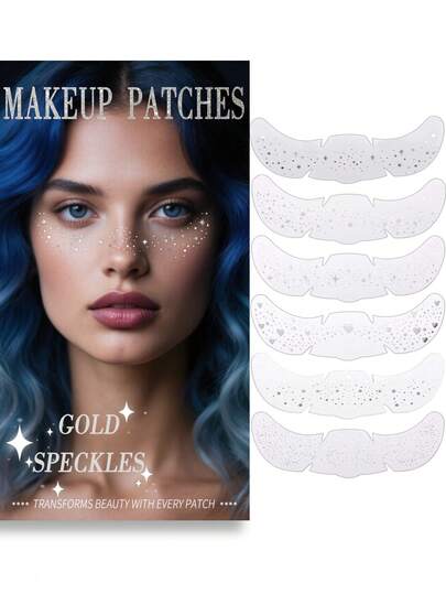 6pcs Sparkle Freckles Glitter Freckles Sliver Face Tattoo For Women Waterproof Temporary Tattoos Adult Cute Makeup Patches For Halloween Christmas Festival Party Dating,Makeup Rave Accessories Temporary Tattoo For Women