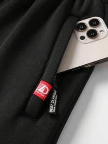 Men's Thermal Lined Jogger Pants - Winter Sweatpants With Drawstring And Elastic Cuffs,Fleece - Black - View 7