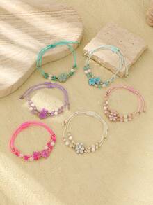 12 件/套女士时尚可爱休闲海滩风格花卉装饰手链 - 彩色 - 查看 2