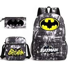 Warner Bros 3pcs/Set WB Batman Backpack Set, Casual Backpack, Collegiate Style Fashion Student Backpack, Printed Large Capacity Outdoor Backpack, Cute Cartoon Backpack, Back To School, Halloween, Christmas Gift - Multicolor - View 17