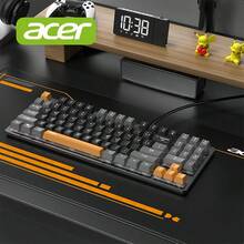Acer OKW216電競辦公鍵盤 89鍵優化尺寸 機械軸體觸感回饋 人體工學階梯鍵帽 網咖/家用高性價比之選 黑灰橙 - 黑灰橙 - 查看 1