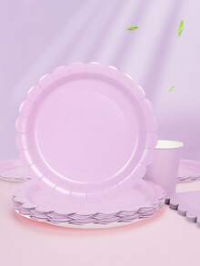 10pcs Lavender Paper Plates Cups And Napkins Light Purple Party Supplies Include Scalloped Lavender Plates Napkin Cup Floral Shaped Cake Plates Dinner Plates Tableware Set For Garden Party Bridal Shower Wedding Birthday Decorations