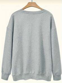 Winter Clothing Sweaters Plus Size Fatigue Print Sweatshirt, Casual Round Neck Long Sleeve Pullover, Suitable For Spring And Autumn, Women's Plus Size Clothing Loose And Comfortable Sweatshirts New Year Outfit Sweatshirts Sweaters - 白色 - 查看 10