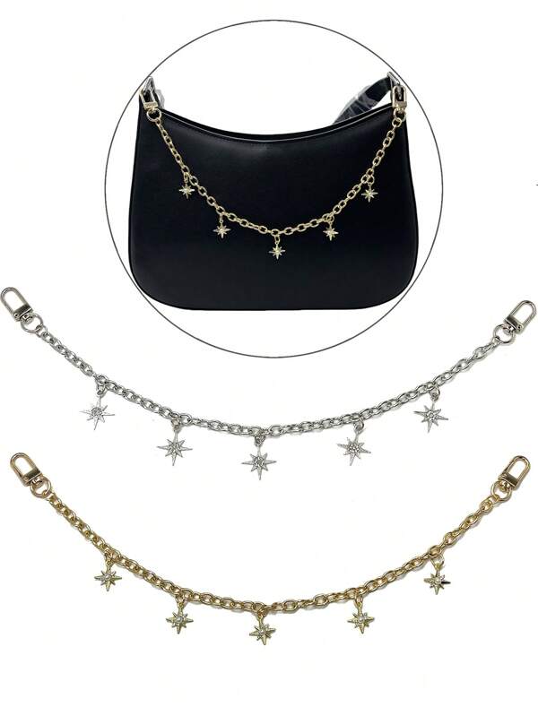 سلاسل حقيبة بتصميم نجمة ثماني الأضلاع، قلب، كرز، إلهام الدوبامين تصميم أنيق وبسيط لسلاسل الحقائب