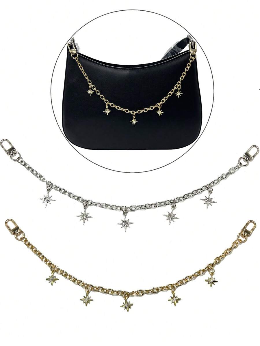 Fashionable Octagonal Star, Heart, Cherry Chain Bag Charms, Dopamine Inspired Minimalist Elegant Bag Chains - Multicolor - View 1