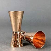HUDouble Sided Jigger 1 Oz 2 Oz Measured Shots Hand Hammered 100 Pure Copper Single