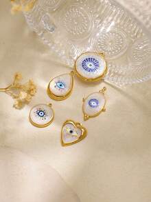 1pc/Pack 304 Stainless Steel Multi-Shape Mother Of Pearl Demon Eye Fashionable Pendant Accessories - Gold - View 1