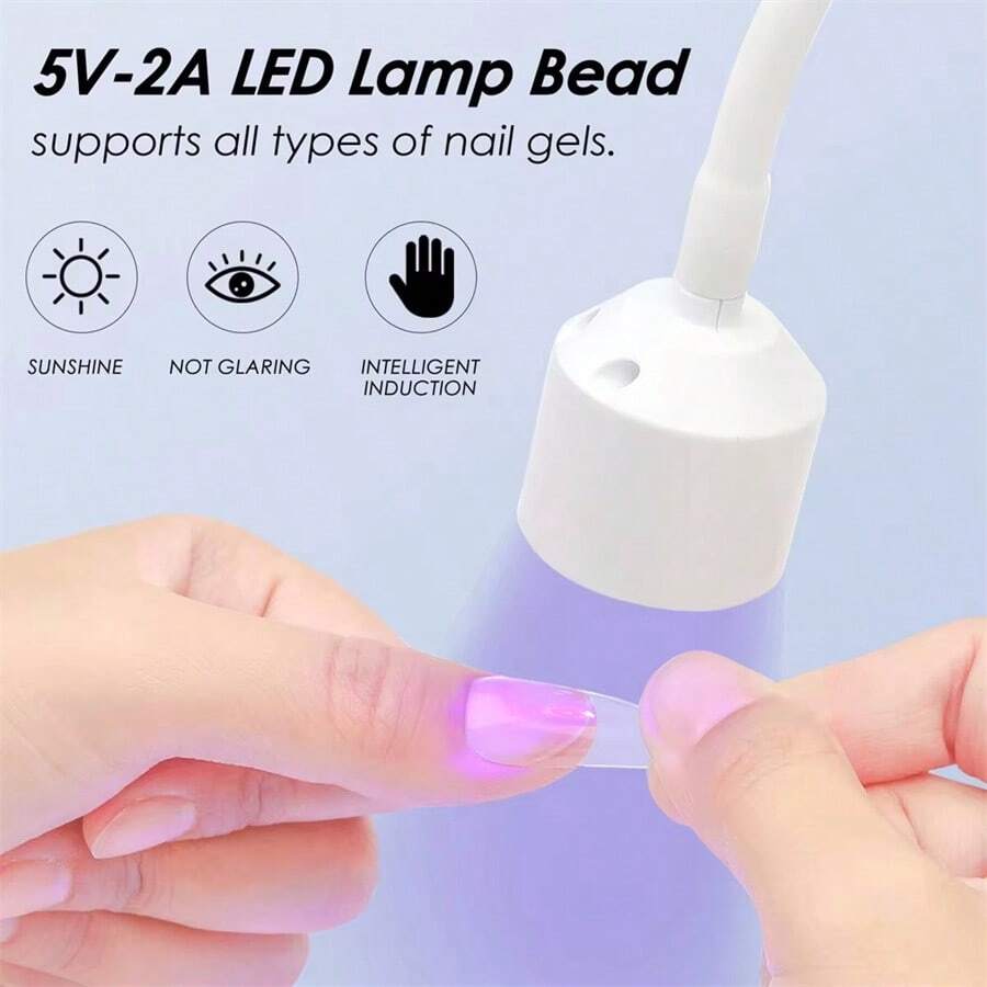 1pc Mini UV LED Nail Lamp, Single Finger Professional Curing Light, Suitable For Nail Salon Equipment Tools - White - View 1