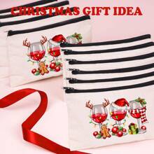 圣诞主题化妆包，多件套可选（1/5/10/20件），多功能珠宝袋，圣诞礼品袋，零钱包，糖果袋，带有圣诞老人，精灵，圣诞树和其他节日设计，是营造圣诞气氛的必备品，便携多用途实用布袋，充满节日气氛，圣诞节和新年聚会，派对，礼品分发和存储的必备包装袋，适合男士和女士