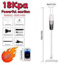 Household Vacuum Cleaner, Handheld Cordless Vacuum Cleaner, 18Kpa Super Strong Suction, USB Charging, Long Battery Life - Suitable For Home Use - Car Vacuum Cleaner - Dormitory Essential Item. - Black - View 5