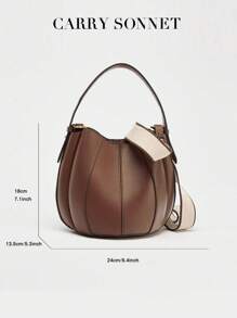 棕色优雅女士大容量棕色皮革手提/单肩包，假日必备，时尚女士完美之选，女士礼物，假日必备，旅行必备 - 棕色 - 查看 7