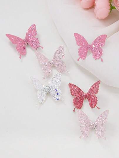 170pcs Pink Tone Faux Flower Hair Clips, Elastic Hair Ties, Rabbit Ear Hair Bands, Butterfly Hair Claws, Duck Clip Hair Accessories, Fashionable & Versatile, Suitable For Daily Use, Gift