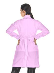 Women's Oxford Fitted Lab Coat With Zipper And Long Sleeves And Priest Collar - Rosa - 查看 2