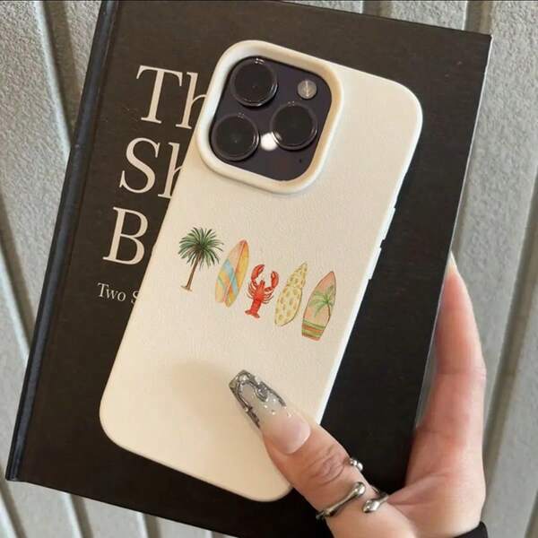 1pc TPU Material Summer Coconut Tree & Lobster Pattern Phone Case Suitable For Applnmi Phones