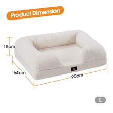 SUN YEE Memory Foam Dog Bed Pet Sofa Calming Bed Washable Removable White Large - White - View 10