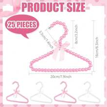 25 Pcs Small Pearl Hanger Mini Pearl Metal Elegant Clothes Hangers With Ribbon For Women Dog Cat (Pink,White) - Multicolor - View 4