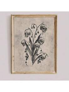 1 tấm áp phích vải canvas hoa đầu lâu Gothic cổ điển không khung in nghệ thuật trang trí tường phù thủy tối giản cho căn hộ phòng khách phòng ngủ trang trí nhà hiện đại trang trí phòng trang trí phòng ngủ trang trí nhà bếp nhãn dán tường nhãn dán trang trí tường - Nhiều màu - Xem 7