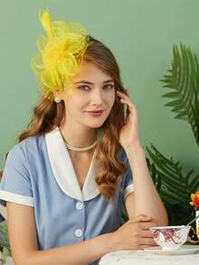 1 Pc Fascinators Hat For Women Tea Party Headband Kentucky Derby Wedding Flower Mesh Hair Clip Mini Hats Tiny Hats Mini Top Hat Mini Cap, School Stuff, Gifts, Classy, Festival Outfits, Rave Accessories, Hair Accessories, Gala Night