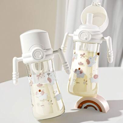 Cốc có ống hút, Cốc chống đầy hơi có ống hút có tay cầm cho trẻ sơ sinh và trẻ mới biết đi, có chứng chỉ kiểm tra của FDA - 300ML