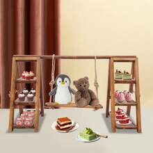 Wooden Cupcake Stand, 3 Tier Cupcake Display Stand For Dessert Display, Dessert Stands With Serving Tray And Foldable Stand For Party, Birthday, Wedding, Events Home Party Decoration Table - Wood Color - View 6