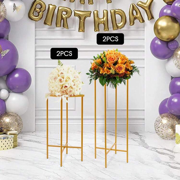 2 Pack Wedding Flower Stand Metal Display Holder For Ceremony Party Decor Centerpiece Display - Gold - View 9
