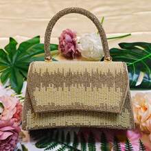 [Bolso cuadrado pequeño con brillo] Bolso cuadrado pequeño elegante y sofisticado - Adornos de strass y perlas falsas, diseño brillante | Perfecto para vestir de noche | Para llevar al hombro o en la mano | Agrega elegancia a los atuendos