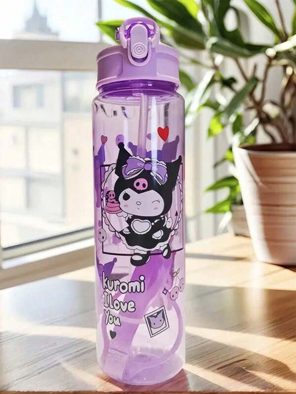 Sanrio زجاجة مياه رياضية شفافة بشكل كرتوني ل- هيلو كيتي سعة 800 مل/27 أونصة، مانعة للتسرب، محمولة، مقاومة للسقوط، مع غطاء قابل للفتح، مناسبة للتمارين الرياضية والجري، هدية للنساء، هدية عيد ميلاد