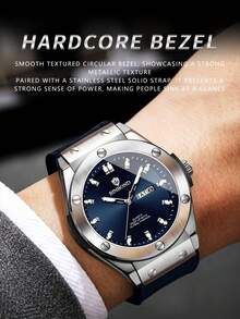 Đồng hồ nam cao cấp chạy bằng pin thạch anh, dây đeo bằng da thật, hiển thị ngày tự động chất lượng cao, chống nước và có dạ quang. - Một kích thước - Xem 3