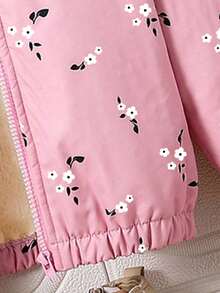 少女花卉印花保暖连帽夹克