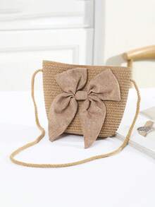 1 قطعة - حقيبة قش جديدة عصرية، حقيبة بشكل زهرة قلب كرتونية جميلة، زخرفة بالدانتيل والزهور، مزينة بأسنان بلورية براقة، أنماط متعددة الألوان للحقيبة المنسوجة - متعدد الألوان - مشاهدة 6