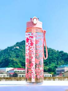1pc Boy And Girl Summer Water Bottle Cartoon Flower Pattern, Kindergarten Cartoon Cute Sports Water Bottle - 800ml, Straw Cup, With Handle, Leak-Proof, Shock-Proof, Portable - Suitable For Travel, Outdoor Activities, Student Use - Perfect Children's Day And Graduation Season, The Best Gift For Children