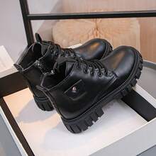 Botas sencillas y cómodas para ninos, botas de estilo británico multifuncionales de color negro para ninos y niñas.Botas sencillas y cómodas para niños, botas de estilo británico multifuncionales de color negro para niños y niñas - Negro - Ver 5
