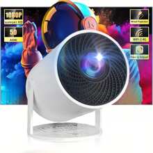 Wireless Projector With Built-In Speaker, WIFI Connection Video Projector, Screen Mirroring, Keystone Correction, Compatible With 1080P, Supports Audio, Image, Video, Suitable For Smartphones, Laptops, Home Theater And Outdoor Camping - White - View 8