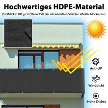 5M Privacy Garden Fence Panel Cover Balcony UV Protection Shade Screen Patio - Black - View 5