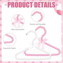 25 Pcs Small Pearl Hanger Mini Pearl Metal Elegant Clothes Hangers With Ribbon For Women Dog Cat (Pink,White) - Multicolor - View 5