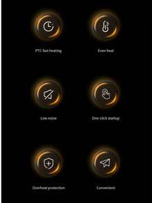 1个1200W大功率PTC加热便携式电暖器，适用于办公室、宿舍、书桌、旅行、家庭使用