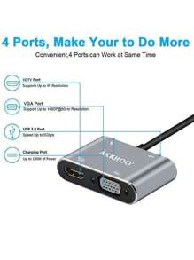 Type-C Four-In-One Docking Station, USB3.0 High-Speed Transmission, 4K High Definition, PD100W Fast Charging, Wide Compatibility