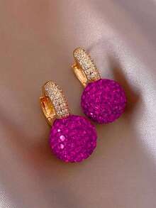 1 Cặp bông tai mặt dây chuyền trang trí hình quả bóng đỏ tối giản thanh lịch dành cho nữ - Xem 3