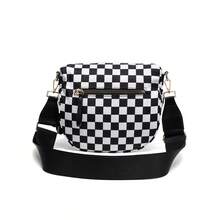 Classic Checkered Design Crossbody Bag–Matches Diverse Styles For Outings, Commutes & Leisure Time  Ample Space For Daily Errands, Casual Outings & Travel Adventures - 黑白格子 - 查看 3