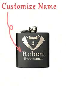 Personalized Custom Name Flask Groom Personalized Flask For Men To Be Wedding Engagement Bachelor Party Bach Weekend Groomsman Best Man Proposal Gift Exquisite, Vintage Custom, Personalized, Unique Ideal Gifts For Her Boyfriend, Girlfriend, Dad, Mom, Family, Friends, Son, Daughter Home, Living Room - Multicolor - View 2